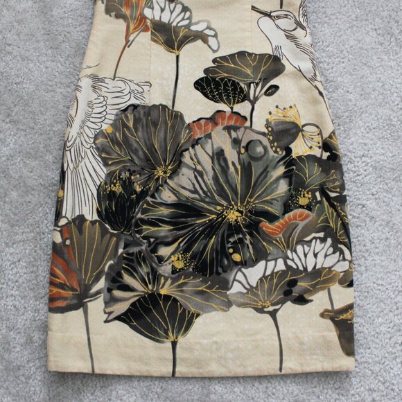 Floreat by Anthropologie Snowy Egret Bird Print Shift Dress w/ Obi Sash, Size 0 - Picture 9 of 12